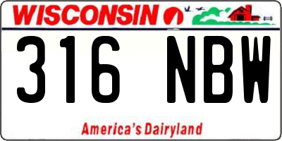 WI license plate 316NBW