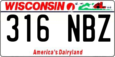 WI license plate 316NBZ