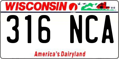 WI license plate 316NCA