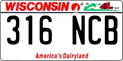 WI license plate 316NCB