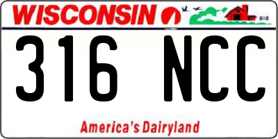 WI license plate 316NCC