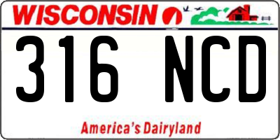 WI license plate 316NCD