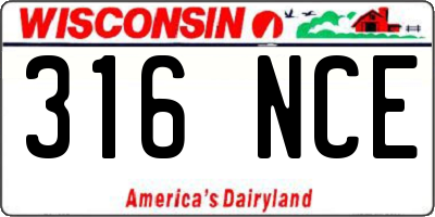 WI license plate 316NCE
