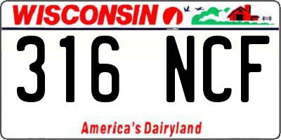 WI license plate 316NCF