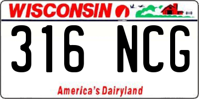 WI license plate 316NCG