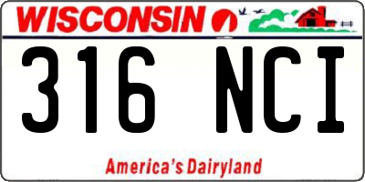 WI license plate 316NCI