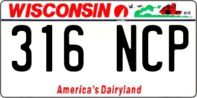 WI license plate 316NCP