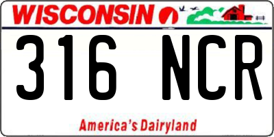 WI license plate 316NCR