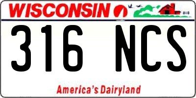 WI license plate 316NCS