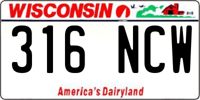 WI license plate 316NCW