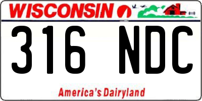 WI license plate 316NDC