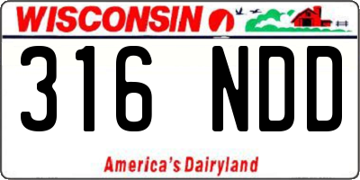 WI license plate 316NDD