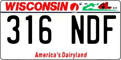 WI license plate 316NDF