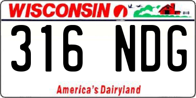 WI license plate 316NDG