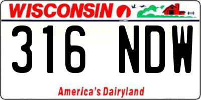 WI license plate 316NDW