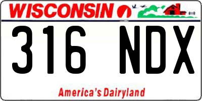 WI license plate 316NDX
