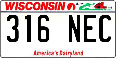 WI license plate 316NEC