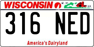 WI license plate 316NED
