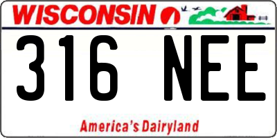 WI license plate 316NEE