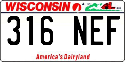 WI license plate 316NEF