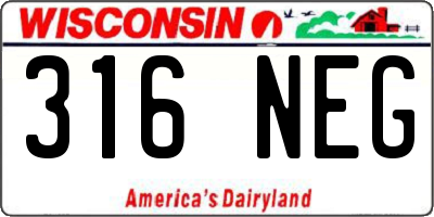 WI license plate 316NEG