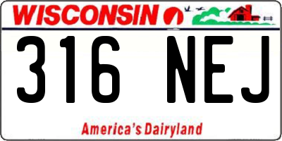 WI license plate 316NEJ
