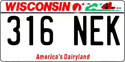 WI license plate 316NEK