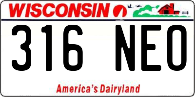 WI license plate 316NEO