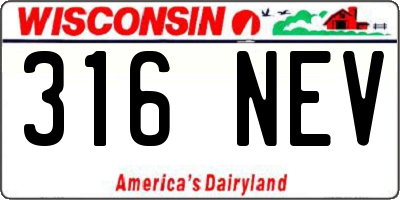 WI license plate 316NEV