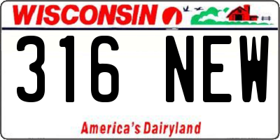 WI license plate 316NEW