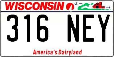 WI license plate 316NEY