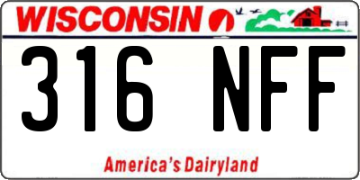 WI license plate 316NFF