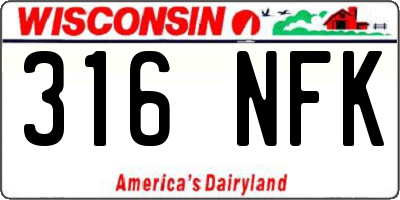 WI license plate 316NFK