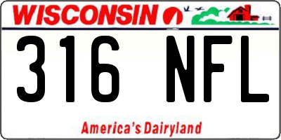 WI license plate 316NFL