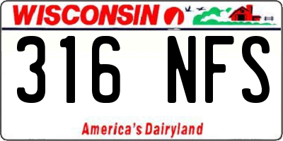 WI license plate 316NFS