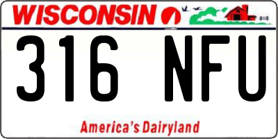 WI license plate 316NFU