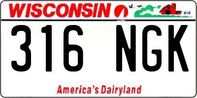 WI license plate 316NGK