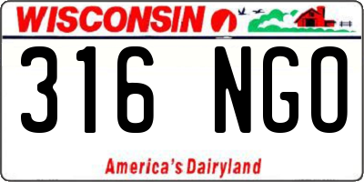 WI license plate 316NGO