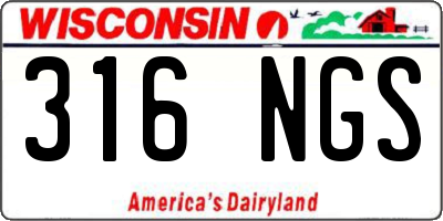 WI license plate 316NGS