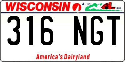 WI license plate 316NGT