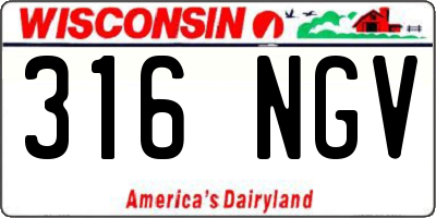 WI license plate 316NGV