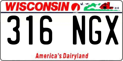 WI license plate 316NGX