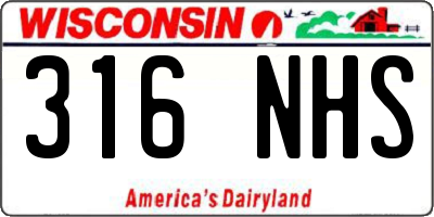 WI license plate 316NHS