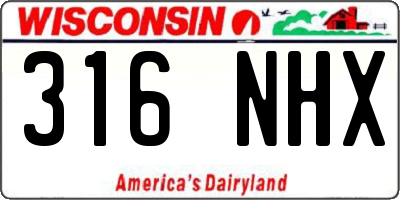 WI license plate 316NHX