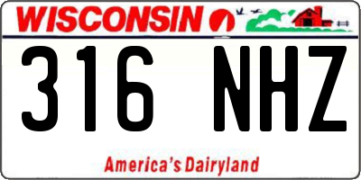 WI license plate 316NHZ