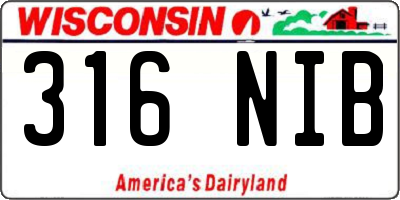 WI license plate 316NIB