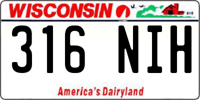 WI license plate 316NIH