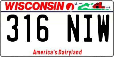 WI license plate 316NIW