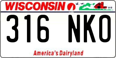 WI license plate 316NKO