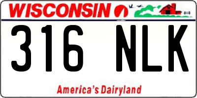 WI license plate 316NLK